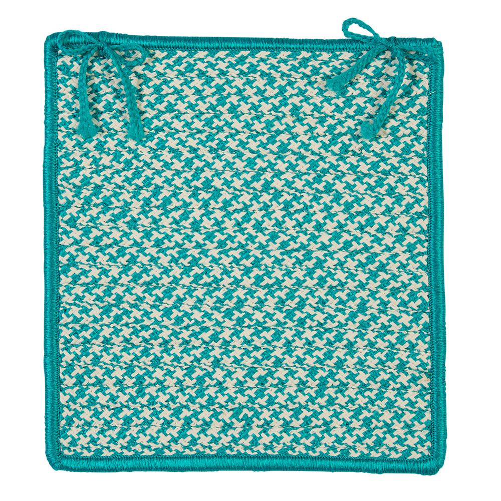 Colonial Mills OT57A015X015S Outdoor Houndstooth Tweed - Turquoise Chair Pad (set 4)